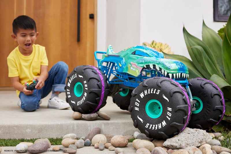 Hot Wheels Monster Trucks Ferngesteuertes Auto, Mega-Wrex im Massstab 1:6, extragrosser Ferngesteuer