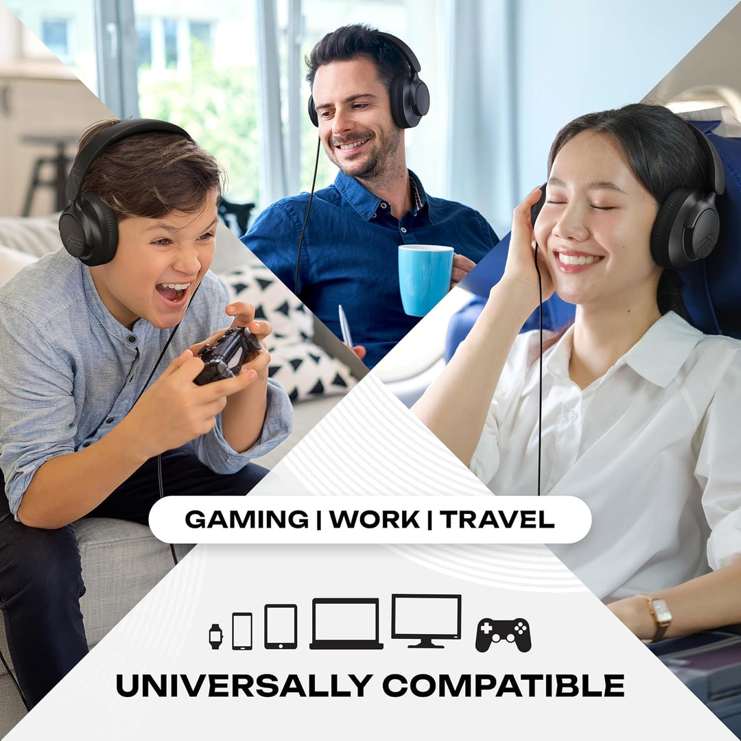 PowerLocus Kopfhörer mit Kabel Over-Ear,USB-C Klinkenstecker Kabelkopfhörer