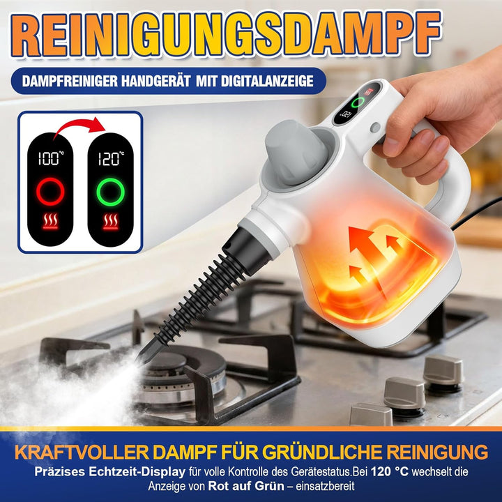 Dampfreiniger Handgerät mit Digitaldisplay, 1100 W | Heisser Dampf für die tägliche Reinigung • Weni