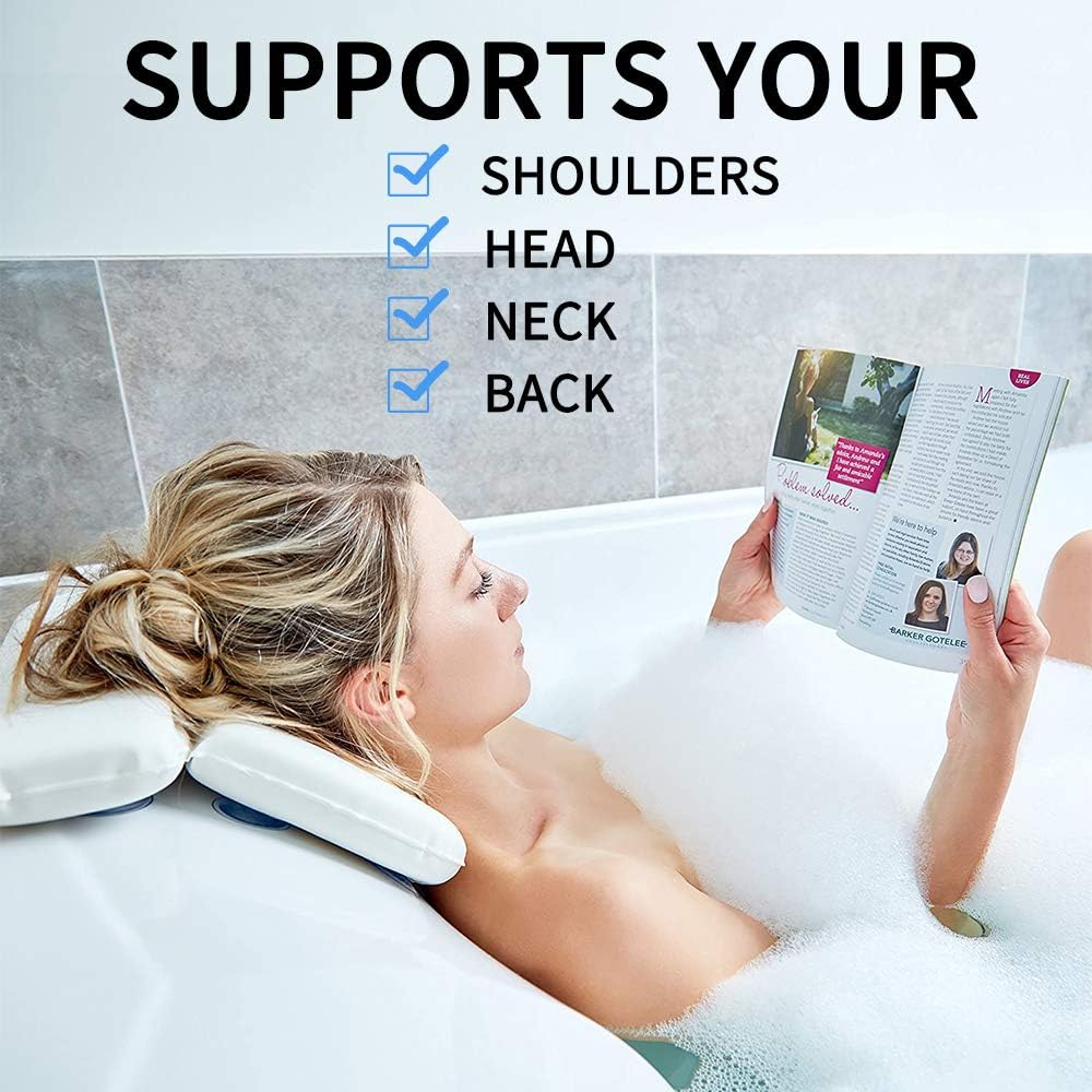 Badewannenkissen, Luxus Badewanne &amp; Spa-Kissen mit 7 rutschfest Saugnäpfen, 2 Panel Design für Kopf,