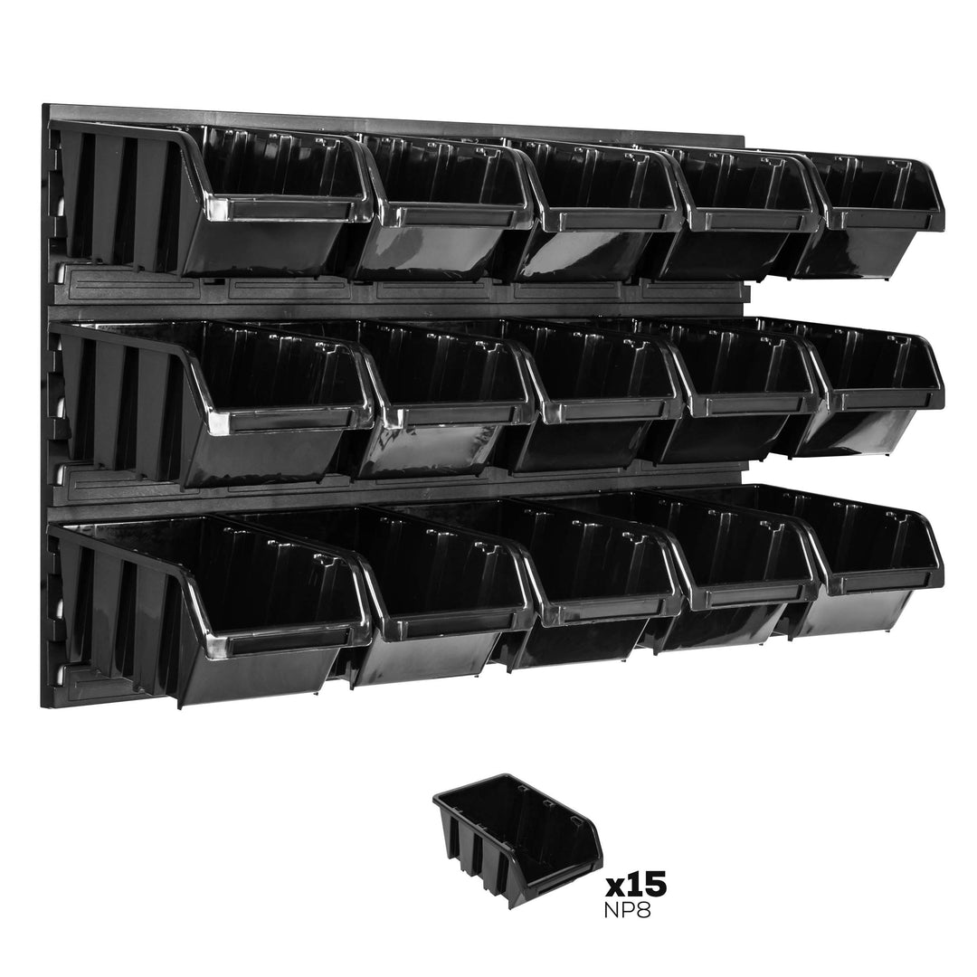Lagersystem Wandregal 576 x 390 mm | 15 stck. Box | Stapelboxen Schüttenregal Sichtlagerkästen | Ext