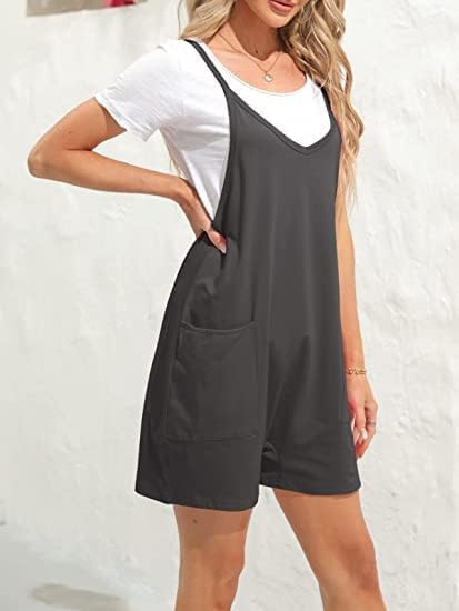 Ebifin Damen Latzhose Kurz Arbeitshose Sommer Lose Overall Jumpsuit Ärmelloser Latzhosen mit Grosse