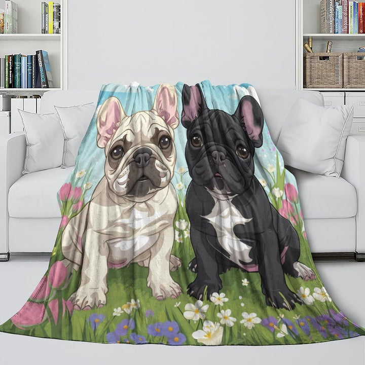 Französische Bulldogge Cosy Fluffy Blanket Pillow,Ultra-Soft Micro Fleece, Soft and Warm 3D Printed,