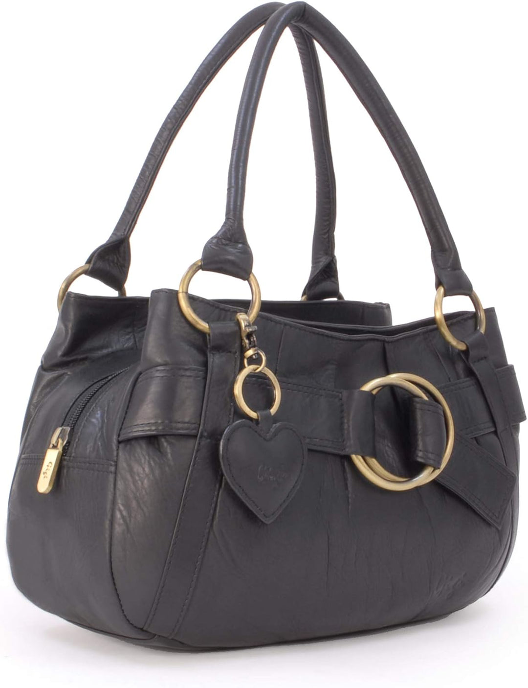 Gigi - Leder - Damenhandtasche/Schultertasche - OTHELLO 4466" Schwarz, Schwarz