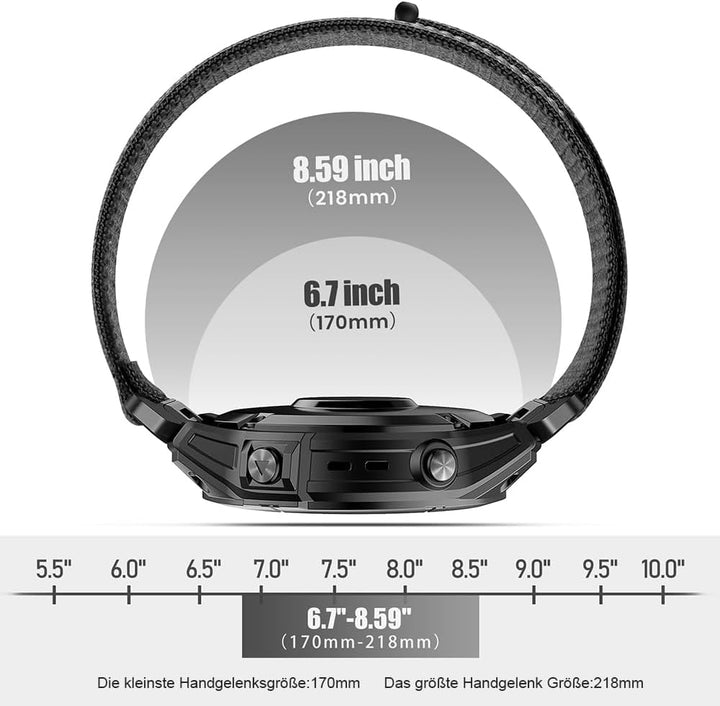 ANBEST 22mm Nylon Armband für Garmin Fenix 7 Pro/6 Pro/Fenix 8 47 mm Armband, Schleife Klettband für