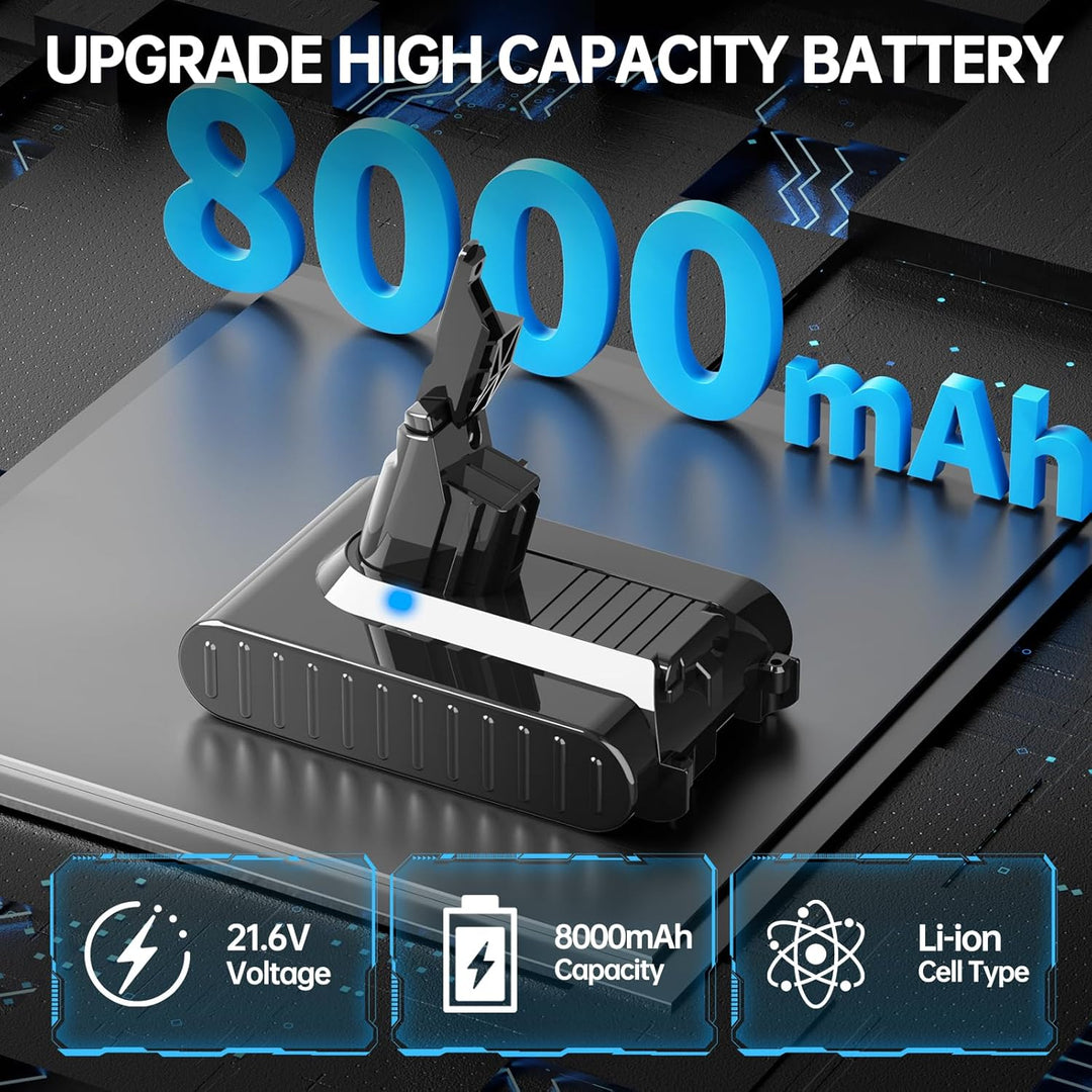 8000mAh Li-ion Akku Ersatzakku für Dyson V7, 8.0Ah Akku Kompatibel mit Dyson V7 Absolute Mattress Al