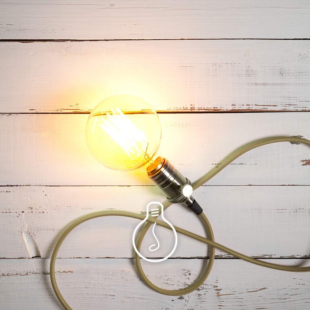 Amarcords - Textilkabel für Lampen KHAKI, rund, Jute, 5 Meter, mit Erdung 3x0,75 - Stoffkabel mit fa