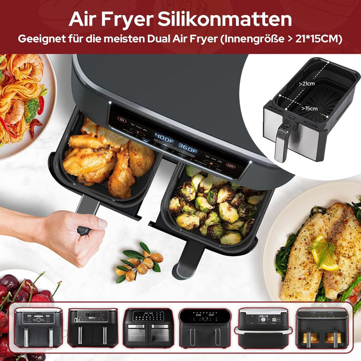 4 Stück Alyvisun Silikonformen für Heissluftfritteuse Wiederverwendbares Zubehör für Foodi Max Dual