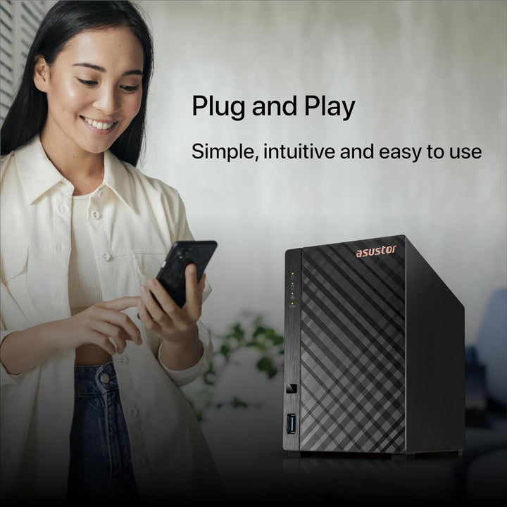 Asustor Drivestor 2 Lite AS1102TL, 2 Bay NAS Gehäuse Netzwerkspeicher, 1.7GHz Quad Core, 1GbE Port,