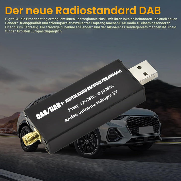 DAB DAB+ Empfänger für Android Autoradio, DAB Box für Digitalradioempfänger DAB+ Tuner mit Antenne,