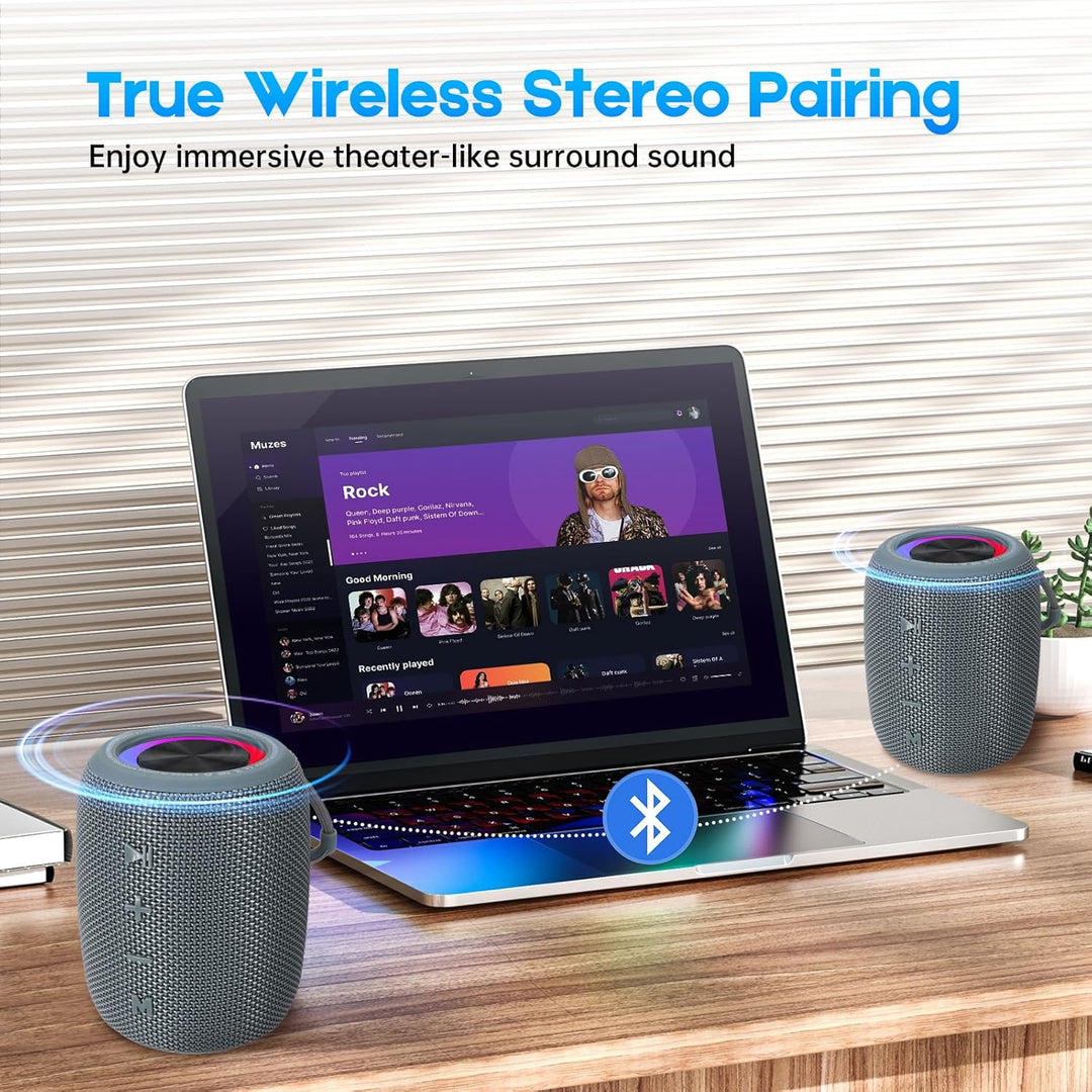 SENXINGYAN 20W Bluetooth Lautsprecher – Tragbare Musikbox mit 360° Stereo-Sound, LED-Lichtshow, IPX6