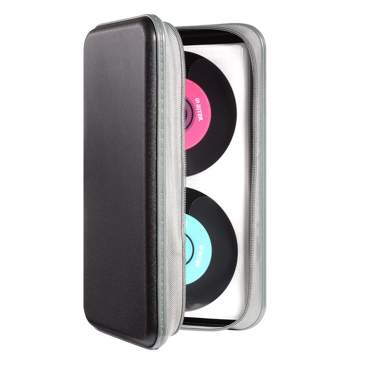 UENTIP CD-Hülle mit 96 Kapazitäten, tragbare DVD-Hülle aus Hartplastik, CD-Organizer, Brieftasche, s