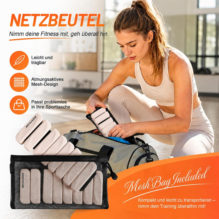 BECOJADDE Gewichtsmanschetten fuss 0.45 KG / 0.9 KG Je Gewichte für Beine und Arme Set 2 Ankle Weigh