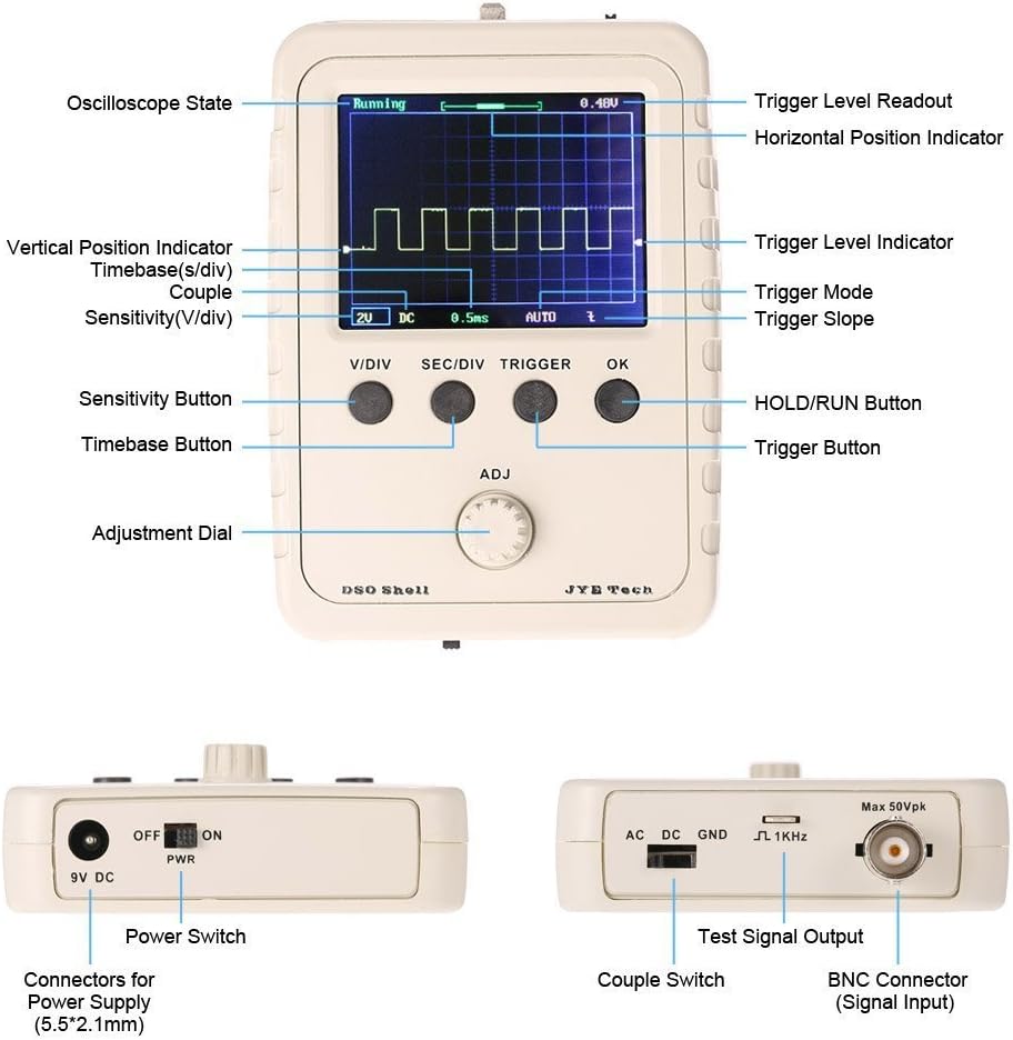DollaTek DSO150 Digitale Shell Oszilloskop 2.4 "TFT 1Msps DIY Gehäuse Sonde Kit Elektronische Traini