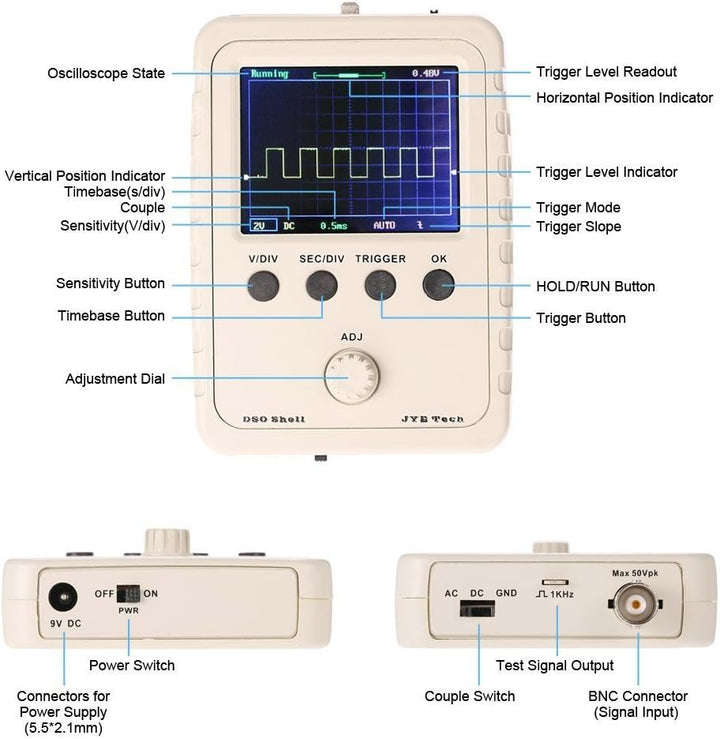 DollaTek DSO150 Digitale Shell Oszilloskop 2.4 "TFT 1Msps DIY Gehäuse Sonde Kit Elektronische Traini