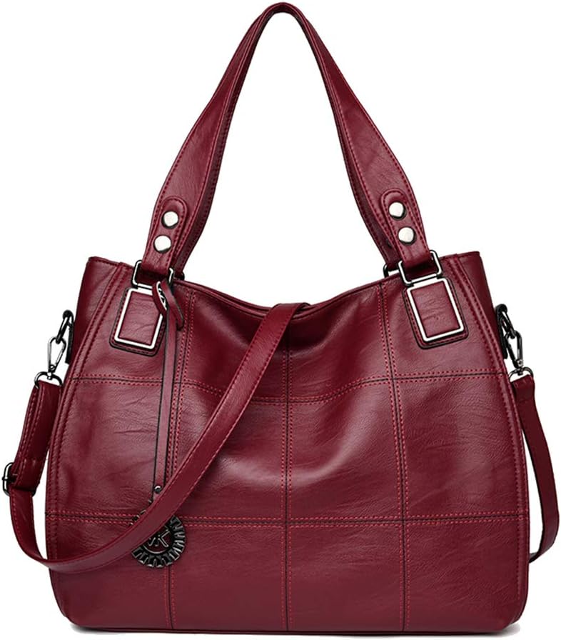 Kris Anna Damen Hobo Schultertasche Shopper Tasche aus PU-Leder mit Schulterriemen Umhängetasche Sti