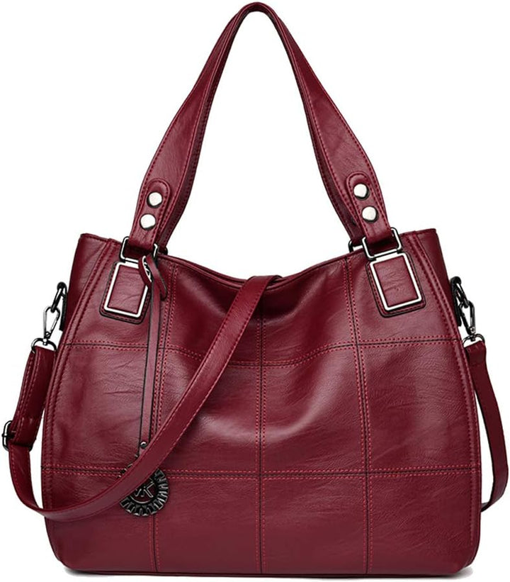 Kris Anna Damen Hobo Schultertasche Shopper Tasche aus PU-Leder mit Schulterriemen Umhängetasche Sti