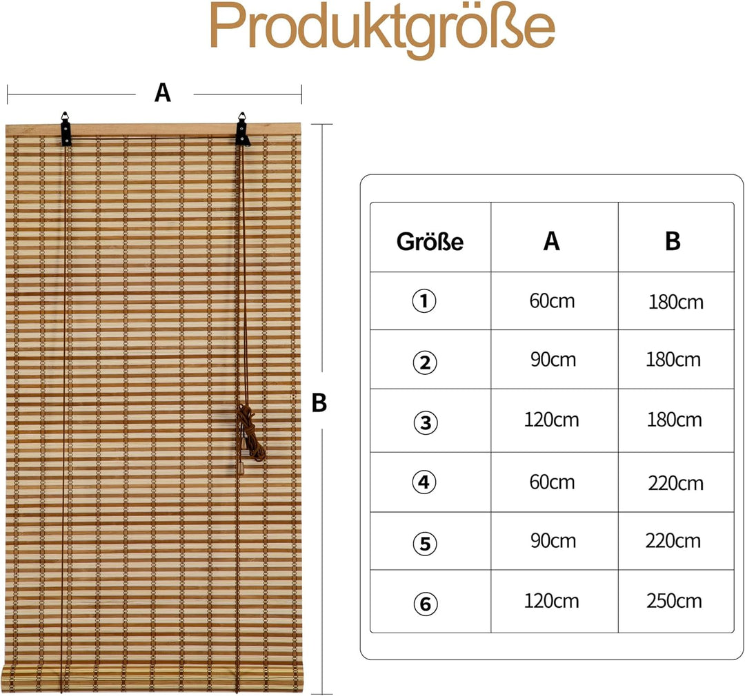 Cy.curtain bright Bambusrollo Bambus Rollo Sonnenschutz und Sichtschutz Rollo,für Fenster Und Türen,
