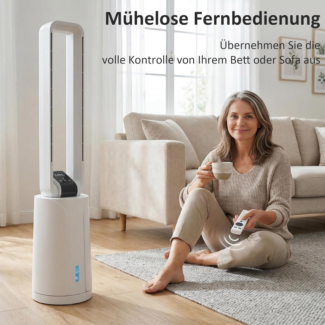 HOMCOM Turmventilator mit 2 Kühlakkus, 3-in-1 109 cm Luftkühler mit 1,7 L Wassertank, 15-Stunden-Tim