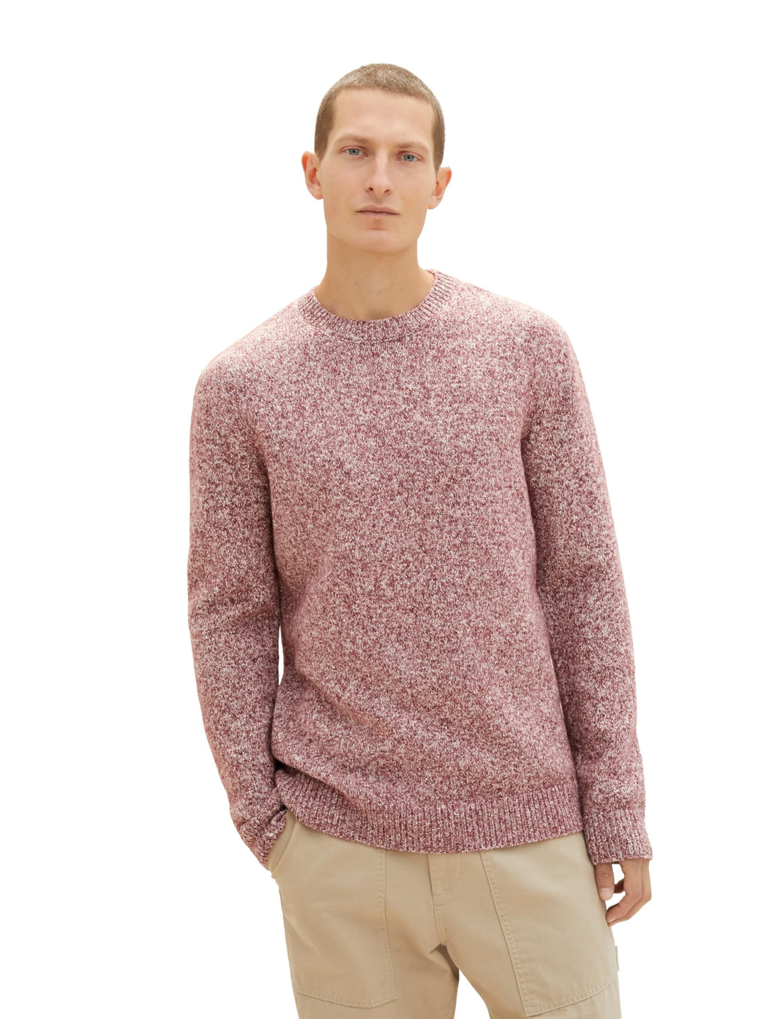 TOM TAILOR Herren Pullover, XXL 34187 - Tawny Port White Twotone