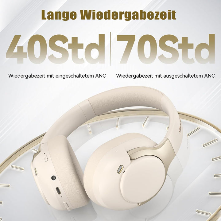TECKNET Over Ear Kopfhörer Bluetooth mit Hybrid Active Noise Cancelling, Kabellose Bluetooth 6.0 Kop