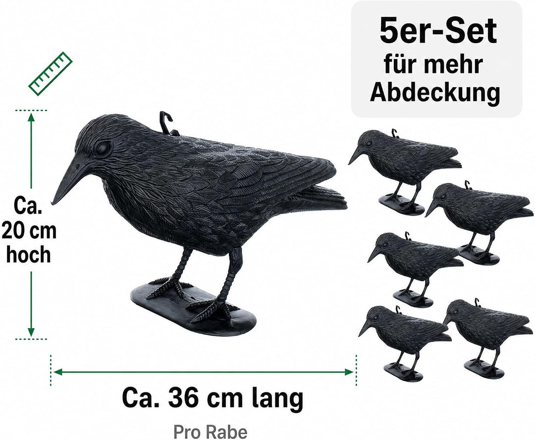 Brandsseller 5er-Set Taubenschreck Rabe Krähe abwehr von Kleinvögeln und Tauben Vogelschreck Tierfre