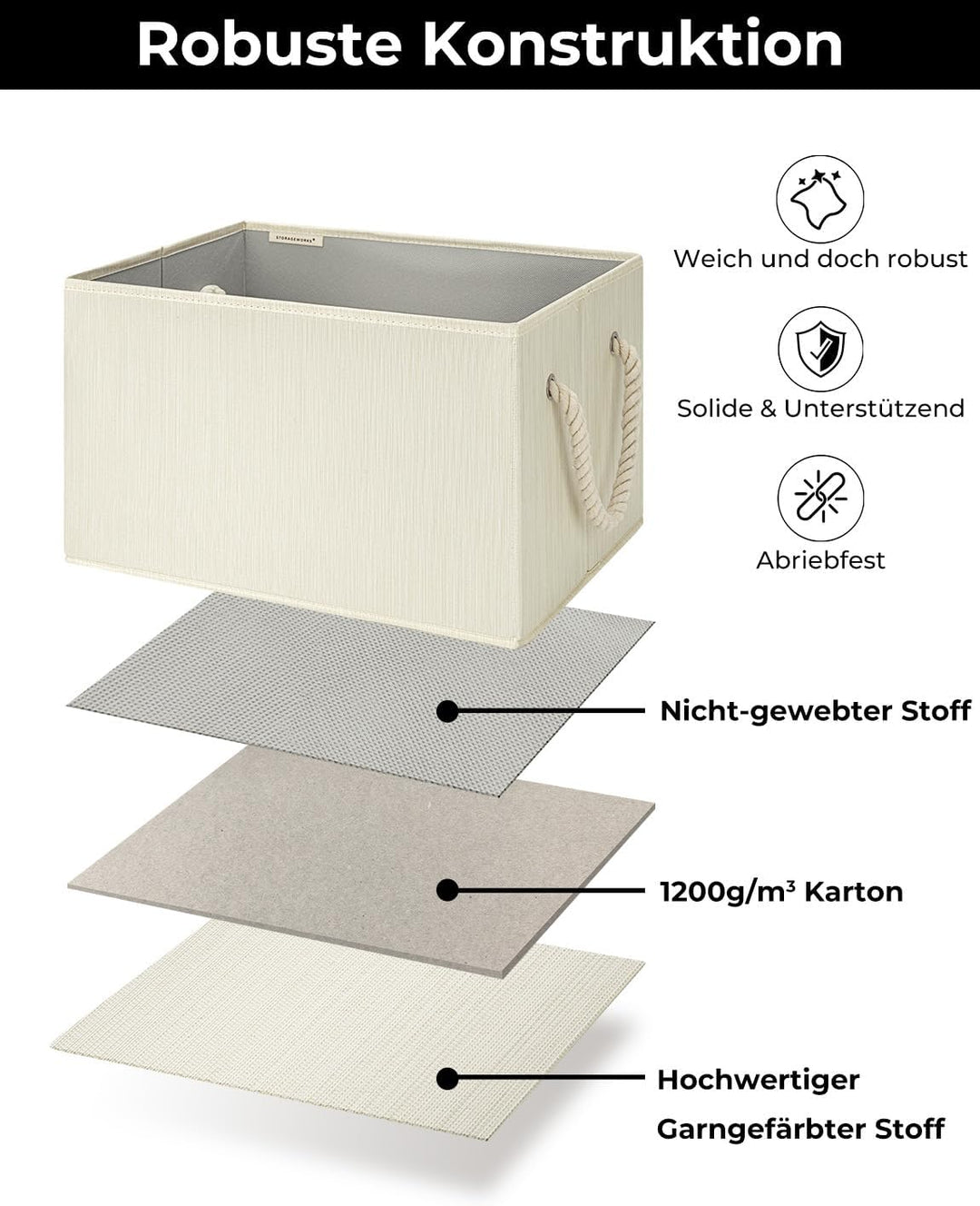 StorageWorks grosse Aufbewahrungsbox zum Ordnen, faltbarer Aufbewahrungskorb für Regale, Schränke, S