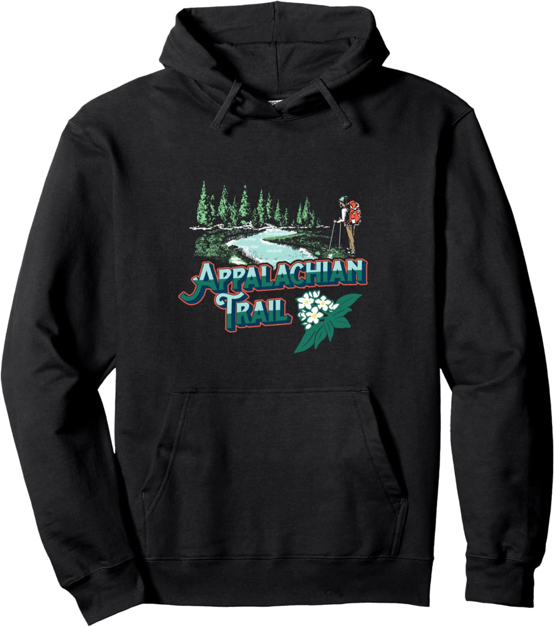 Appalachian Trail Hiker Nature Scene & Mountain Laurel Pullover Hoodie