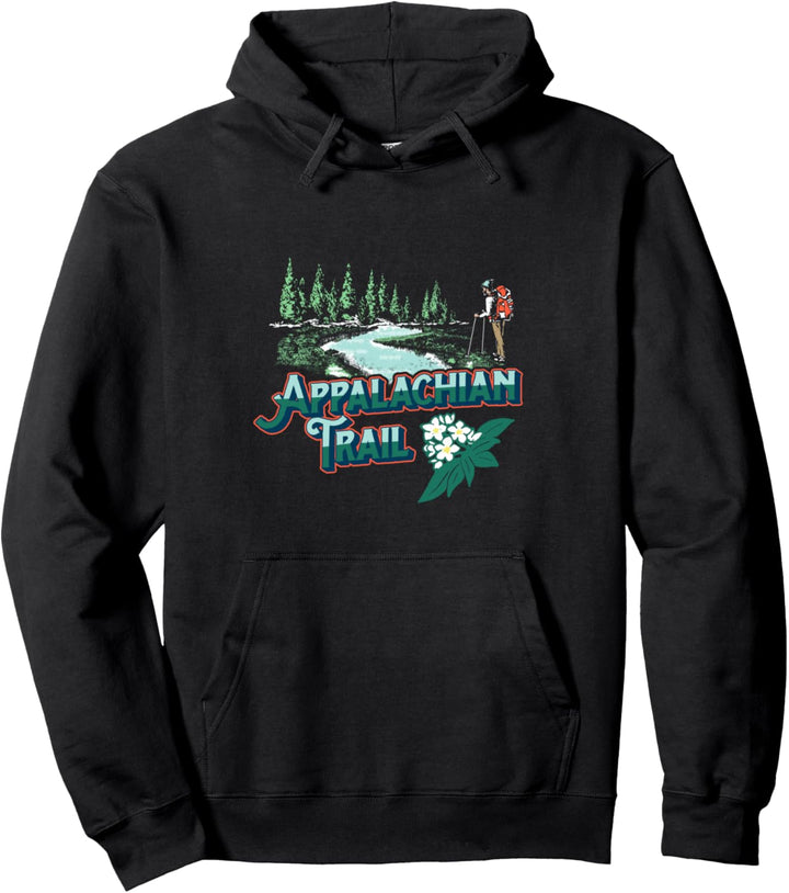 Appalachian Trail Hiker Nature Scene & Mountain Laurel Pullover Hoodie