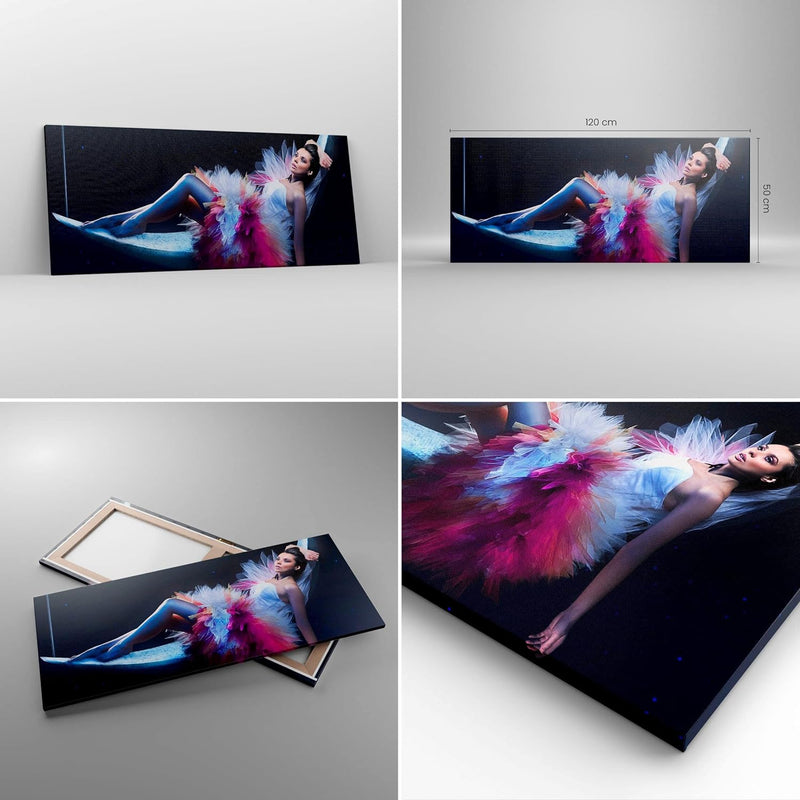 Wandbilder Dekoration Wohnzimmer Frau Geheimnis Kleid elegant Panorama Bilder auf Leinwand 120x50cm