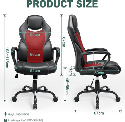 BASETBL Bürostuhl Racing Stuhl Gaming Stuhl Sessel Schreibtischstuhl Ergonomisch Drehstuhl Sportsitz