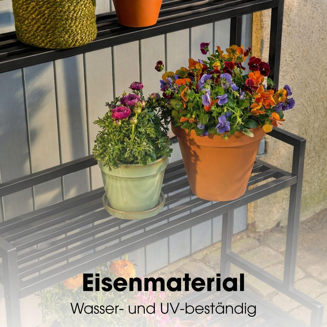 MICA Decorations Greenrax Pflanzenregal auf Rädern - Pflanzenständer für Zimmerpflanzen, Aussenpflan