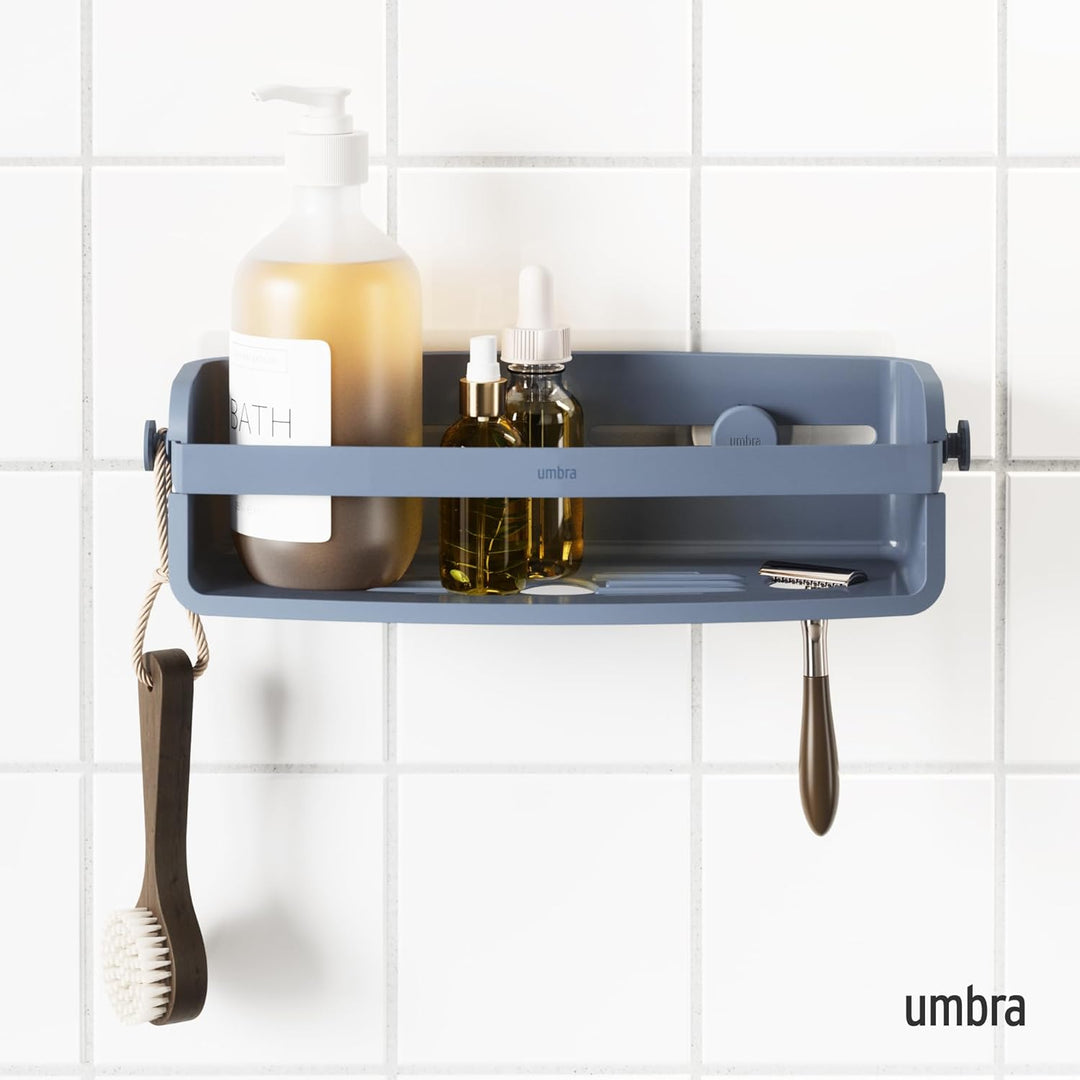 Umbra Flex Duschablage zum Kleben, Rostfreies Duschregal für Shampoo, Conditioner, Duschgel, Seife,