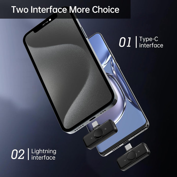 Mini Lavalier Wireless Mikrofon, Kabellose Bluetooth Ansteckmikrofon für iPhone/Android/PC Handy Wir