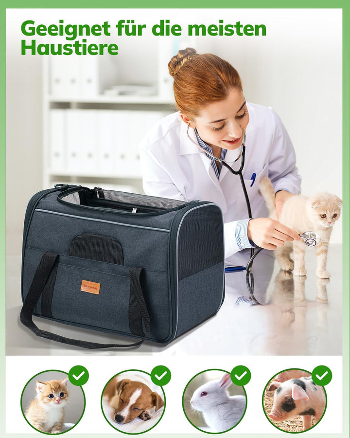 Morpilot Katzentransportbox für grosse Katzen und Welpen bis 7kg, Katzenbox Hundetasche mit Sicherhe