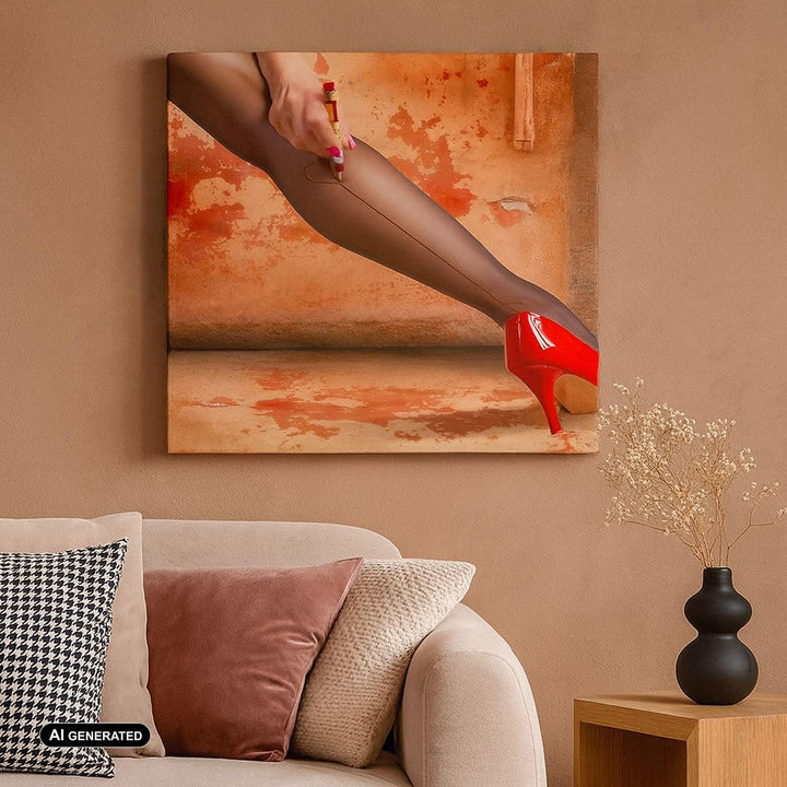 ARTTOR Bilder auf Leinwand Bein Strumpf Mode Ferse Leinwandbild 60x60cm Wandbilder Dekoration Wohnzi