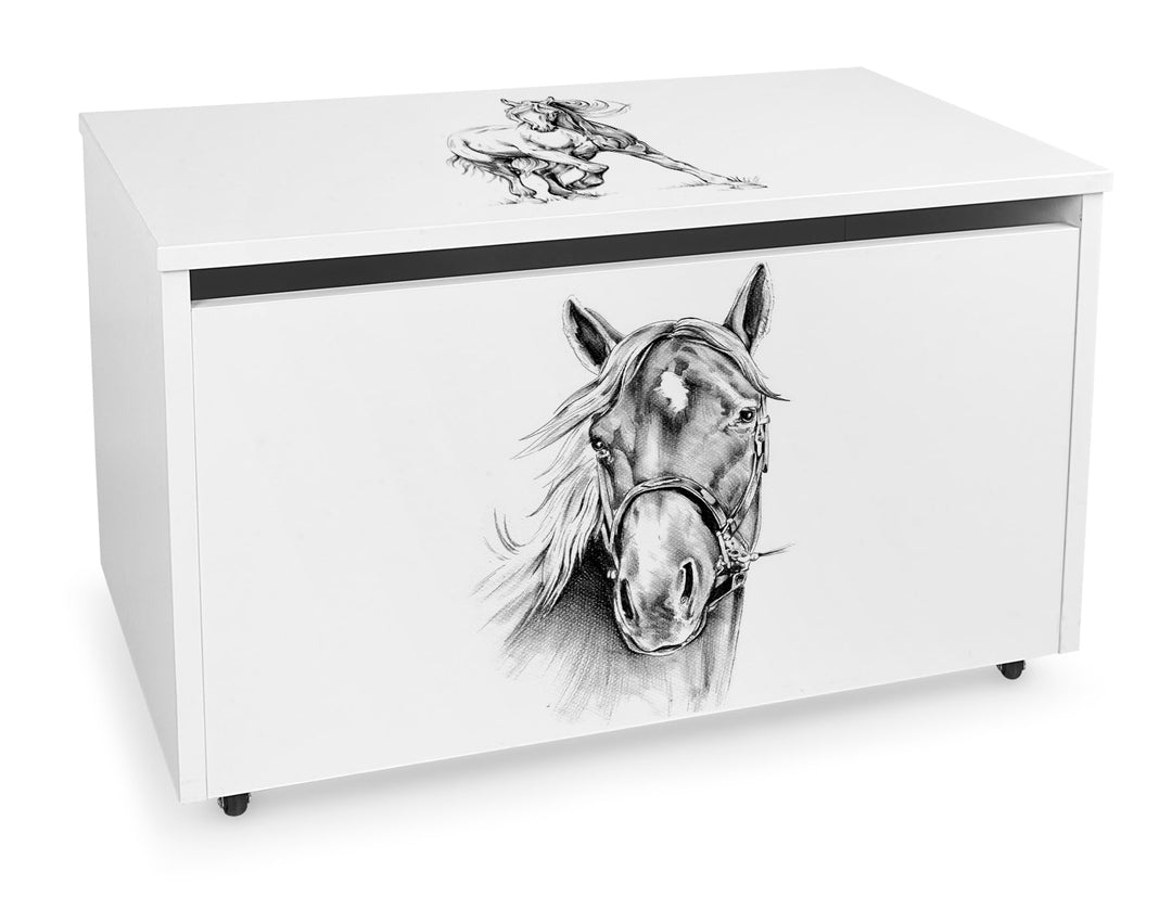 Leomark Holzspielzeugkiste auf Rädern, Höhe: 46 cm, Sitzbank mit Stauraum, Spielzeugkiste mit Deckel