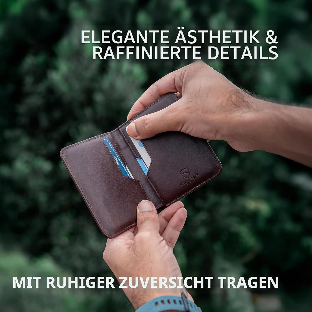 Vaultskin City Herren Ledergeldbörse mit RFID Blocker für Karten. Flaches Kartenetui für bis zu 9 EC