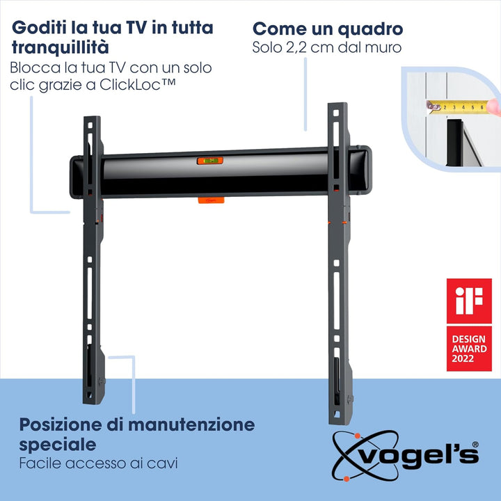 Vogel's Comfort TVM 3405 Flache TV-Wandhalterung für 32-77 Zoll Fernseher & D-Line TV Kabelkanal, Fe