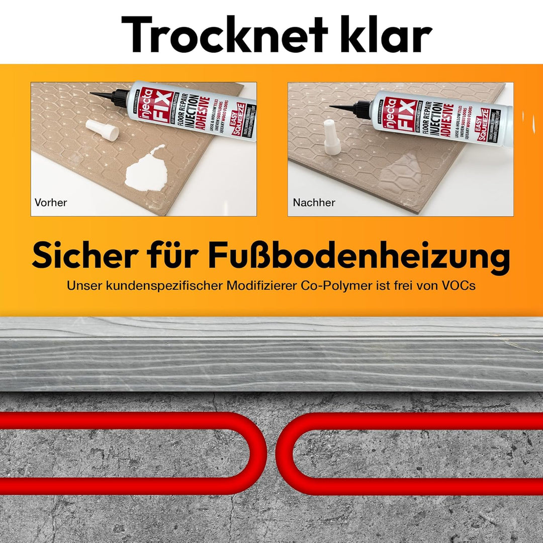 300 ml Easy Squeeze – Flexibler, starker Kleber zum Befestigen loser und hohler Fliesen + Holz-, LVT