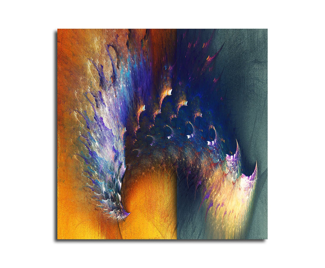 Paul Sinus Art Die Sommerseite - Abstrakt304_60x60cm Bild auf Leinwand Pfauenfeder Abstraktes Motiv