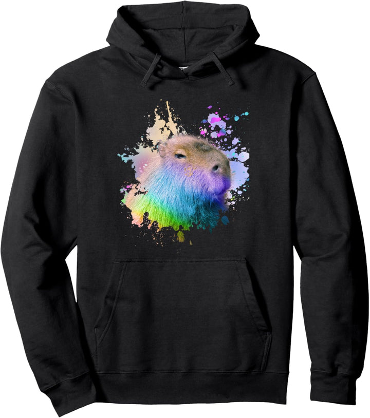 Capybara Regenbogen-Tropf Pullover Hoodie