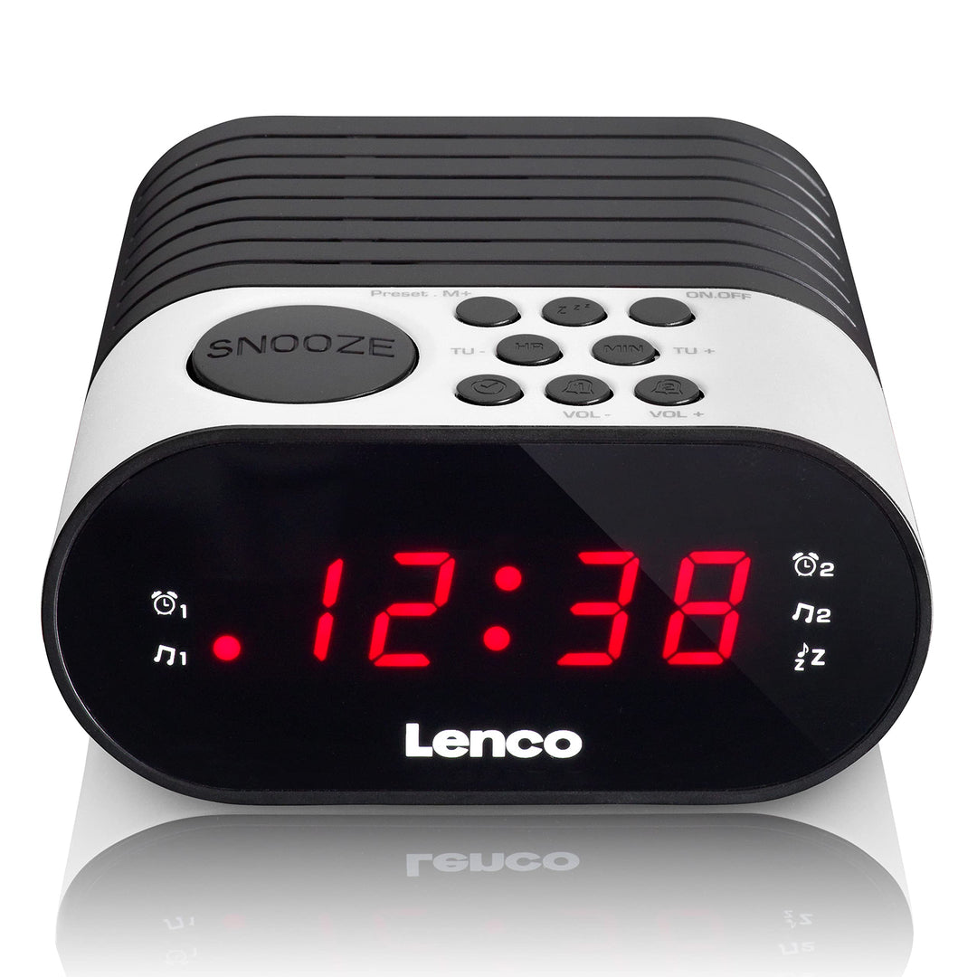 Lenco Radiowecker CR-07 mit LED-Display, 2 Weckzeiten, Dual Alarm, Sleeptimer, Schlummerfunktion, in
