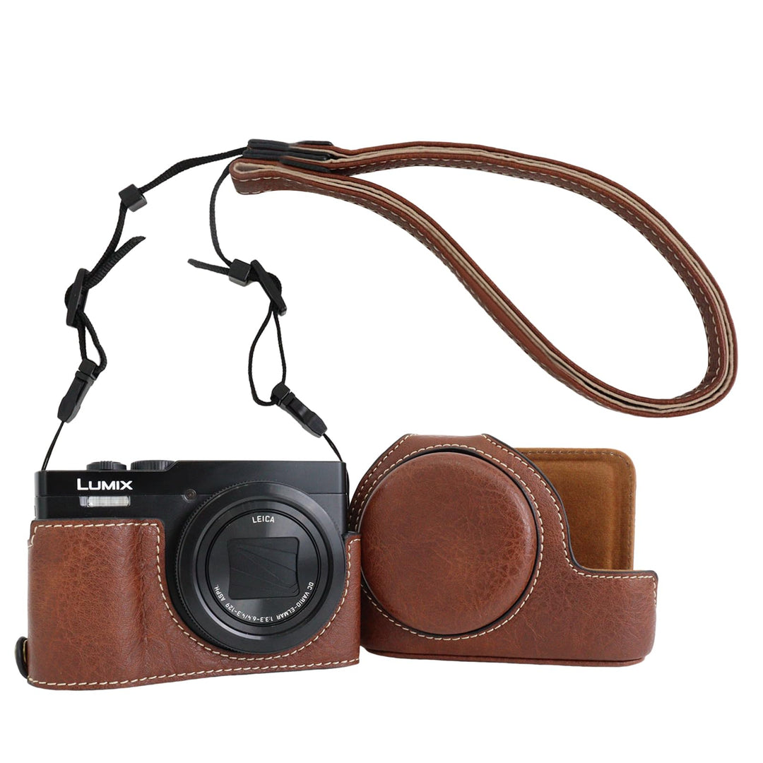 Rieibi TZ99 Kameratasche, PU Leder Kameratasche für Panasonic Lumix DC-TZ99 Digitalkamera, abnehmbar