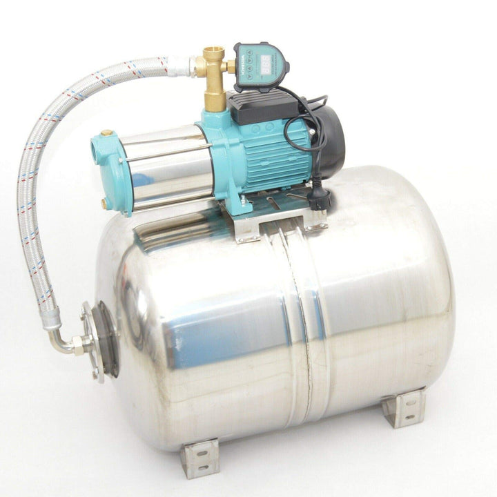 Edelstahl 100L Hauswasserwerk 6000L/h 1,3kW 5,5bar + Digitaler Trockenlaufschutz