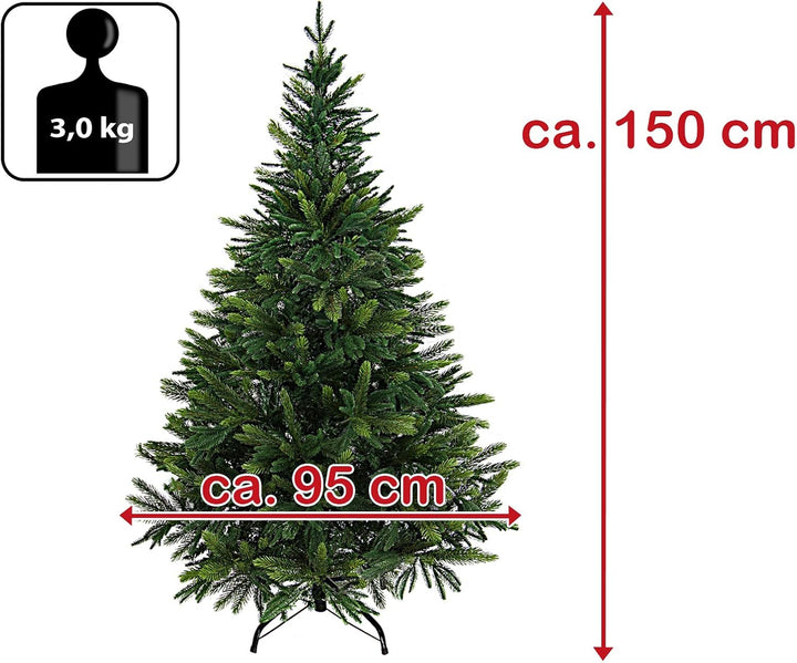 BB Sport Luxus Christbaum 150 cm Mittelgrün/Douglasie künstlicher Weihnachtsbaum PE/PVC Spritzguss M