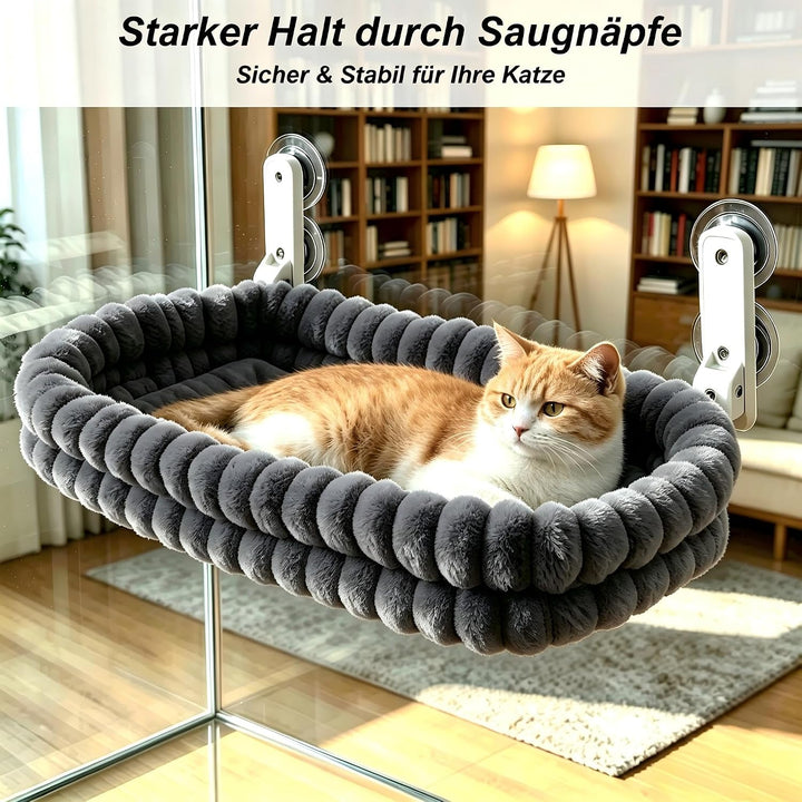 Fensterliege mit Saugnäpfen, Faltbare Katzen Hängematte für Fenster, Weiches Wendekissen Abnehmbar &amp;
