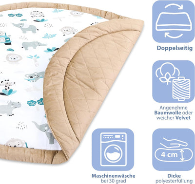 Bodenkissen Kinder 100 cm - Kuschelecke Kinderzimmer Boden Matratze Rund Krabbeldecke für Baby Gepol