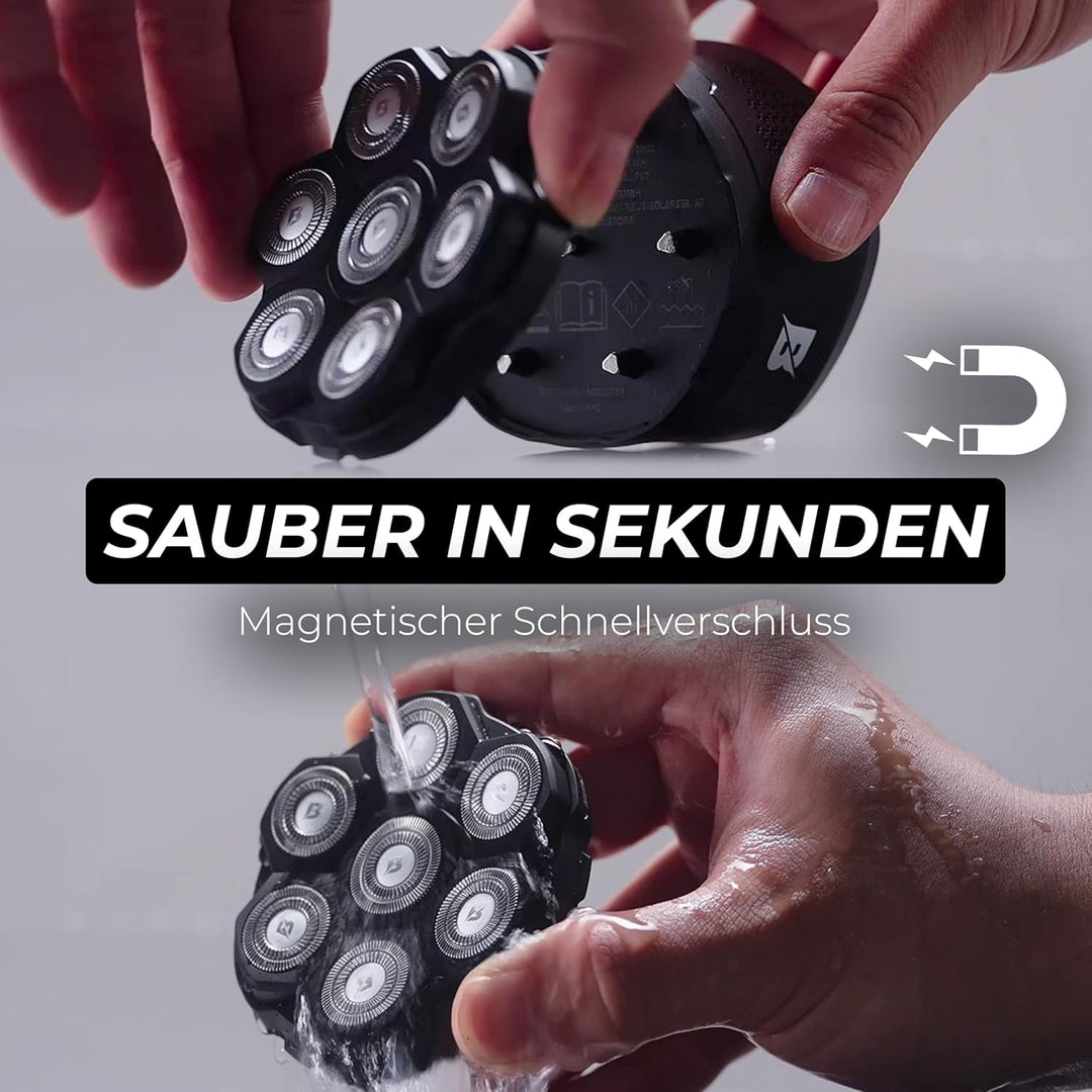 BALDWIN Glatzen Rasierer Herren – Glatzenrasierer 7D mit Magnetischen Scherkopf | Kopfrasierer Glatz
