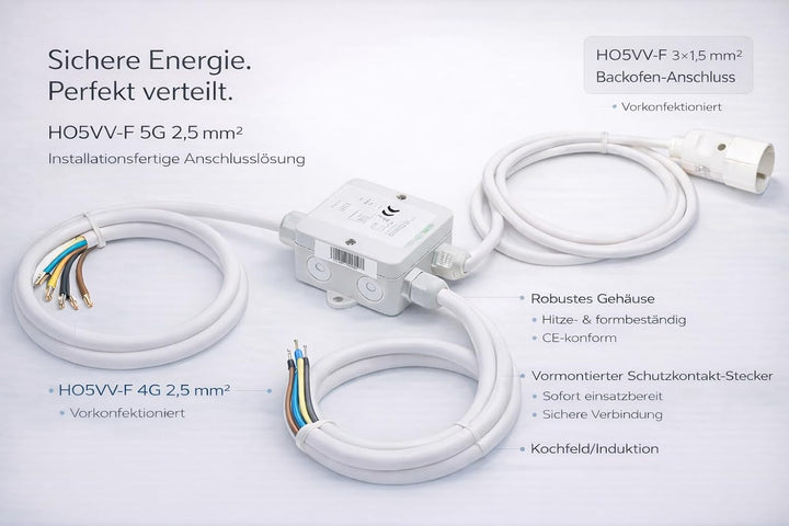 Power Splitter Herdverteiler 10m Stromverteiler Küchenverteiler Küchen Anschluss Box Backofen Kochfe
